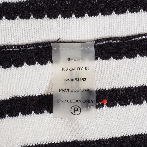 Calvin Klein Dress Size M 8-10 Black White Knit Stripe A line EUC - Picture 10 of 12